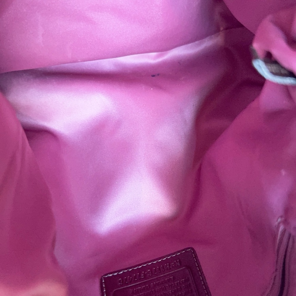 Coach Signature Hobo Shoulder Bag in Pink and Burgundy - Picture 15 of 16